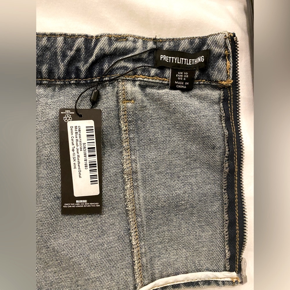 PLT Blue Denim Crop-Top Size 6 - Picture 8 of 9